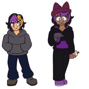 Character design drawings for my character, Arabella, and Jeremy's character Blake.