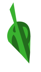 Logo of the letters 'A' and 'P' shaped to form a green leaf.